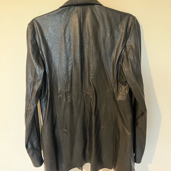 Faux Leather Double-Breasted Blazer - Picture 7 of 8
